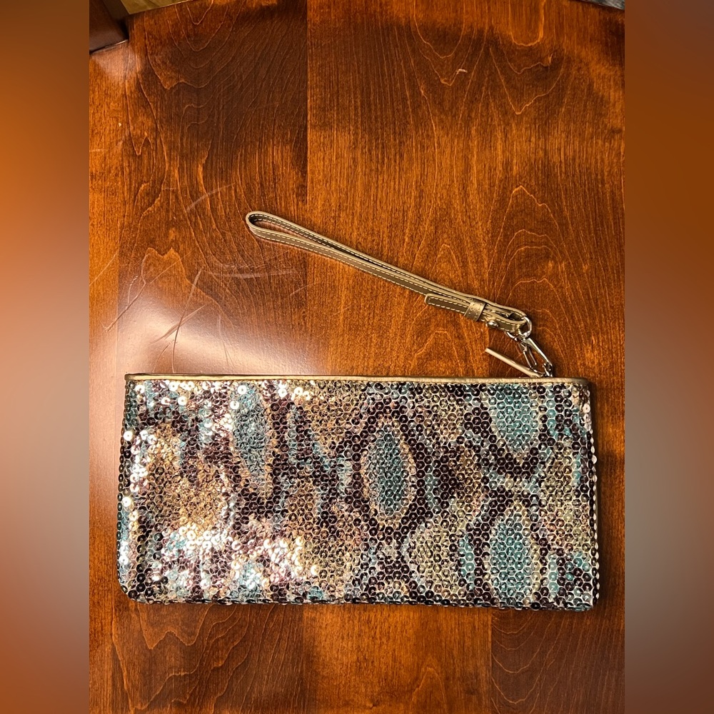 Lodis Clutch Bag Sparkly Animal Print Blue Silver - Picture 4 of 12